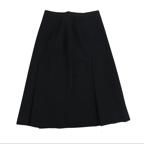 Vintage Burberry Black Pleated Wool Knee Length Minimalist Skirt Size 10 28” - Picture 5 of 13